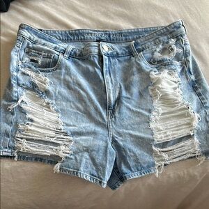American Eagle Outfitters Light Blue Distressed Denim Shorts